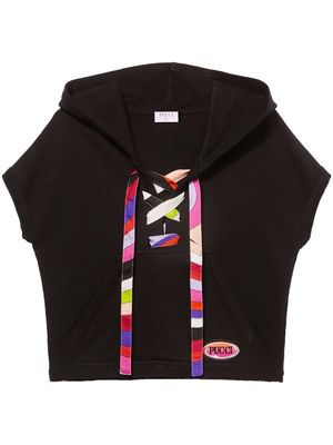 PUCCI logo-patch short-sleeve hoodie - Black