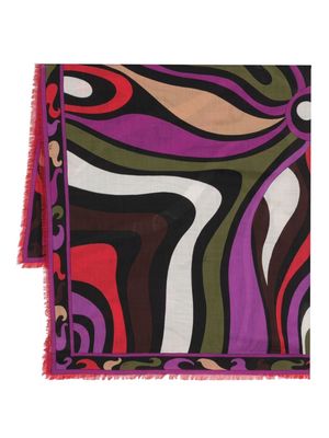 PUCCI Marmo-motif frayed scarf - Black