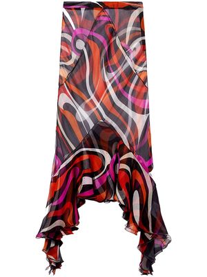 PUCCI Marmo-print asymmetric silk skirt - Pink