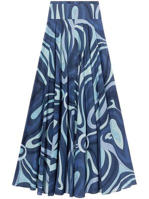 PUCCI Marmo-print cotton maxi skirt - Blue