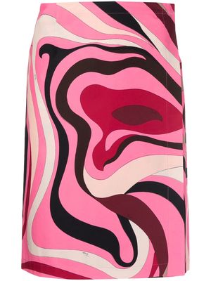 PUCCI Marmo-print cotton wrap skirt - Pink