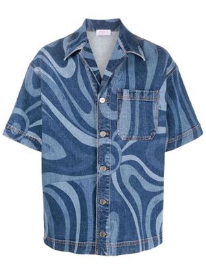 PUCCI Marmo-print denim shirt - Blue