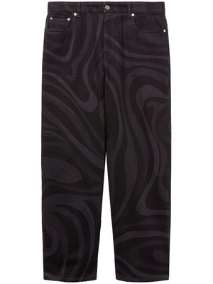 PUCCI Marmo-print denim straight-leg trouser - Black