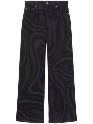 PUCCI Marmo-print denim wide-leg jeans - Black