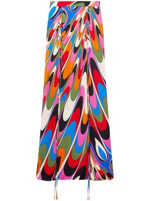 PUCCI Marmo-print lace-up maxi skirt - Pink