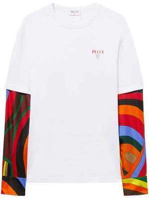 PUCCI Marmo-print layered cotton T-shirt - White