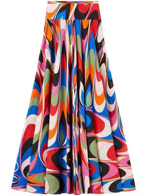 PUCCI Marmo-print long cotton skirt - Multicolour