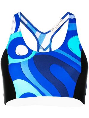 PUCCI Marmo-print racerback cropped top - Blue