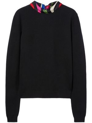 PUCCI Marmo-print scarf-detail wool jumper - Black