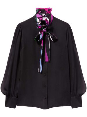 PUCCI Marmo-print semi-sheer silk shirt - Black