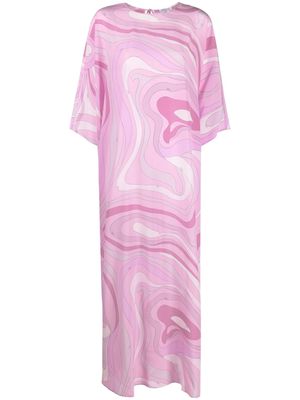 PUCCI Marmo-print silk kaftan dress - Pink