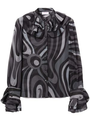 PUCCI Marmo-print silk shirt - Black