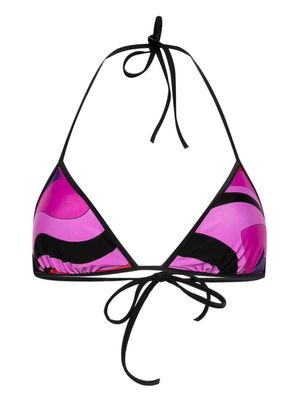 PUCCI Marmo-print triangle bikini top - Purple