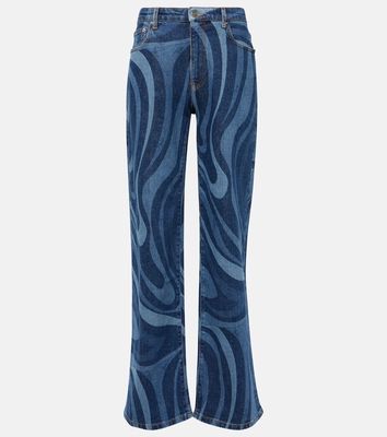 Pucci Marmo-printed mid-rise straight jeans