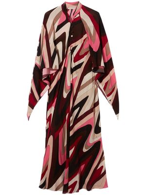 PUCCI Moire-print long-sleeve maxi dress - Pink