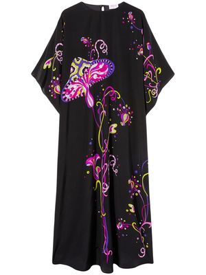 PUCCI mushroom-print silk kaftan dress - Black
