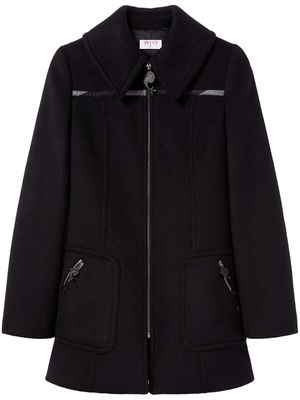 PUCCI oversize-collar zip-up wool coat - Black
