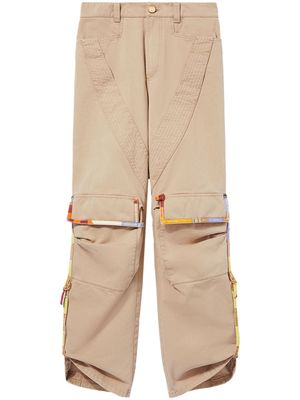 PUCCI patterned-trim cotton cargo trousers - Neutrals