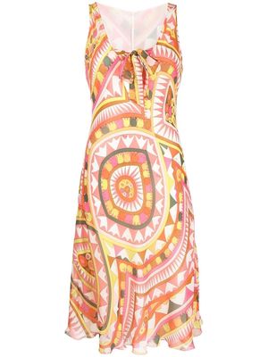PUCCI Pre-Owned 1970s graphic-print silk dress - Pink