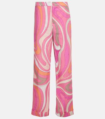 Pucci Printed high-rise wide-leg cotton pants
