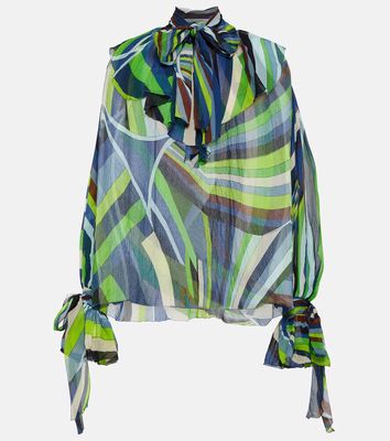 Pucci Printed tie-neck silk chiffon blouse