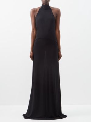 Pucci - Sashed-halterneck Crepe Maxi Dress - Womens - Black Multi