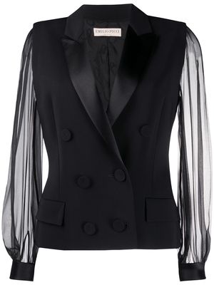 PUCCI sheer sleeve double-breasted blazer - Black