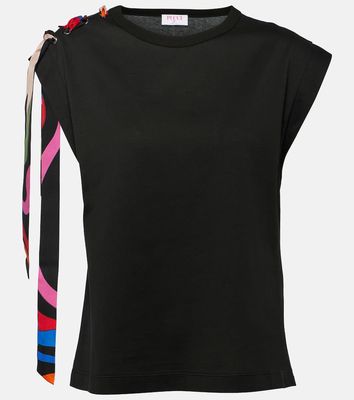Pucci Silk-trimmed cotton jersey top