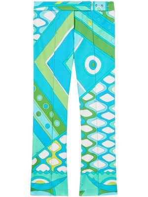 PUCCI Vivara-Print cotton trousers - Blue