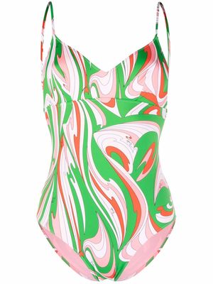 PUCCI Vortici-print swimsuit - Green