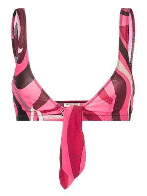 PUCCI wave-print bikini top - Pink