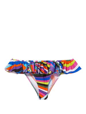 PUCCI wave-print ruffled bikini bottoms - Multicolour