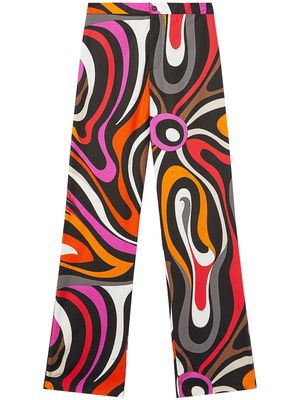 PUCCI wave-print silk high-waist trousers - Black