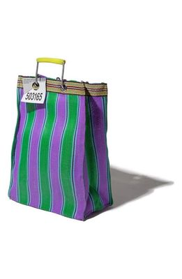 PUEBCO Stripe Recycled Plastic Tote Bag in Green/purple