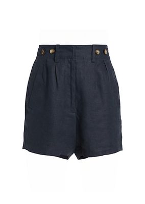Puelches Thaides Pleated Linen Trouser Shorts