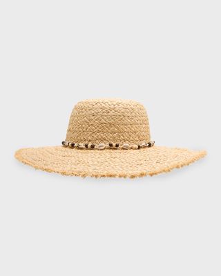 Puka Shell Fringed Straw Sun Hat