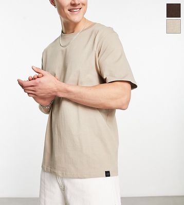 Pull & Bear 2 pack oversized T-shirts in brown and beige exclusive to ASOS