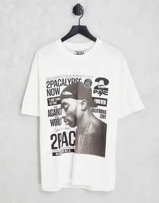 Pull & Bear 2pac me against the world T-shirt in white