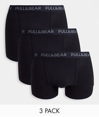 Pull & Bear 3 pack boxer briefs set in black