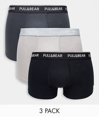 Pull & Bear 3-pack boxers in gray and black