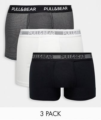 Pull & Bear 3 pack stripe set boxers in multi