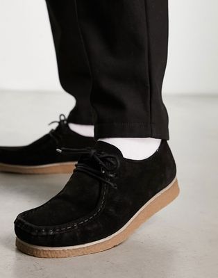 Pull & Bear apron seam lace-up shoes in black