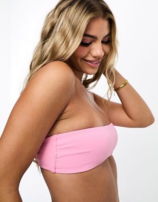 Pull & Bear bandeau bikini top in baby pink