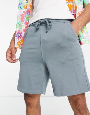 Pull & Bear basic sweat shorts in navy-Gray