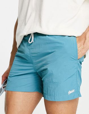 Pull & Bear basic swim shorts in teal - LGREEN