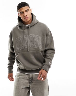 Pull & Bear California hoodie in gray-Brown