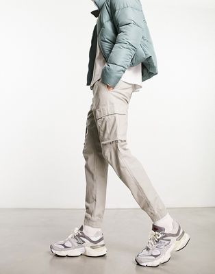 Pull & Bear cargo joggers in stone-Neutral