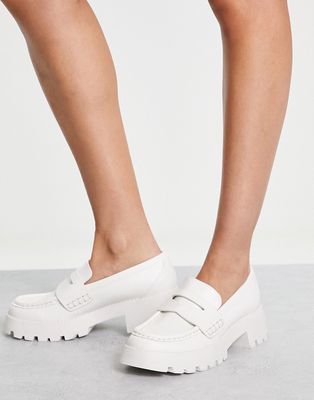 Pull & Bear chunky loafer in white