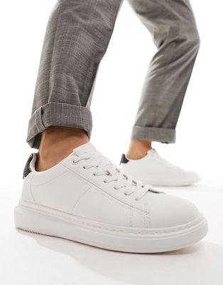 Pull & Bear chunky white sneakers with black back tab