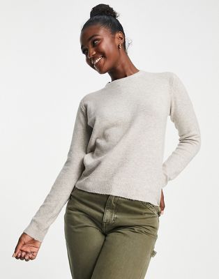 Pull & Bear crew neck long sleeve sweater in camel-Neutral